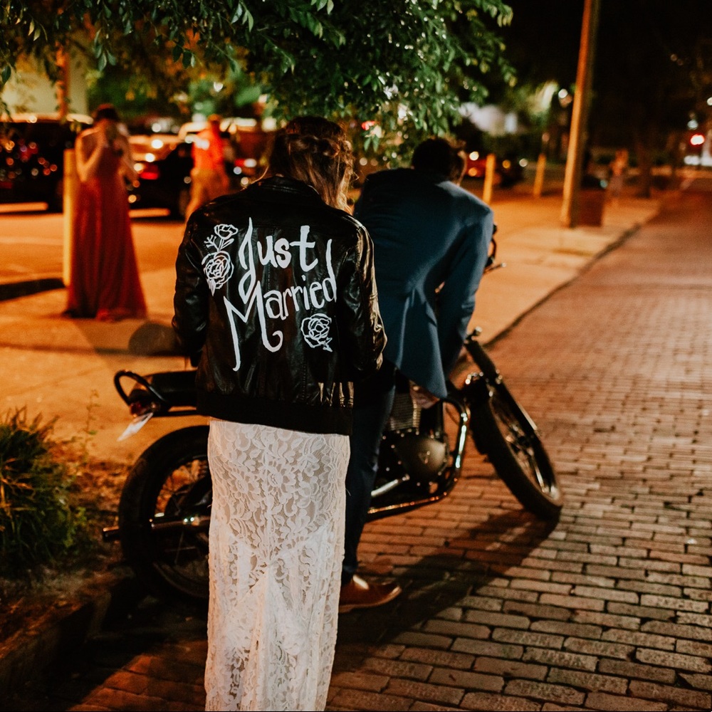 Just Married Faux Leather Jacket